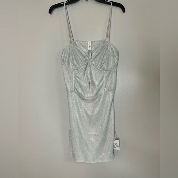 ASOS Design Glitter Corset Bodice Mini Dress NWT - Picture 6 of 8